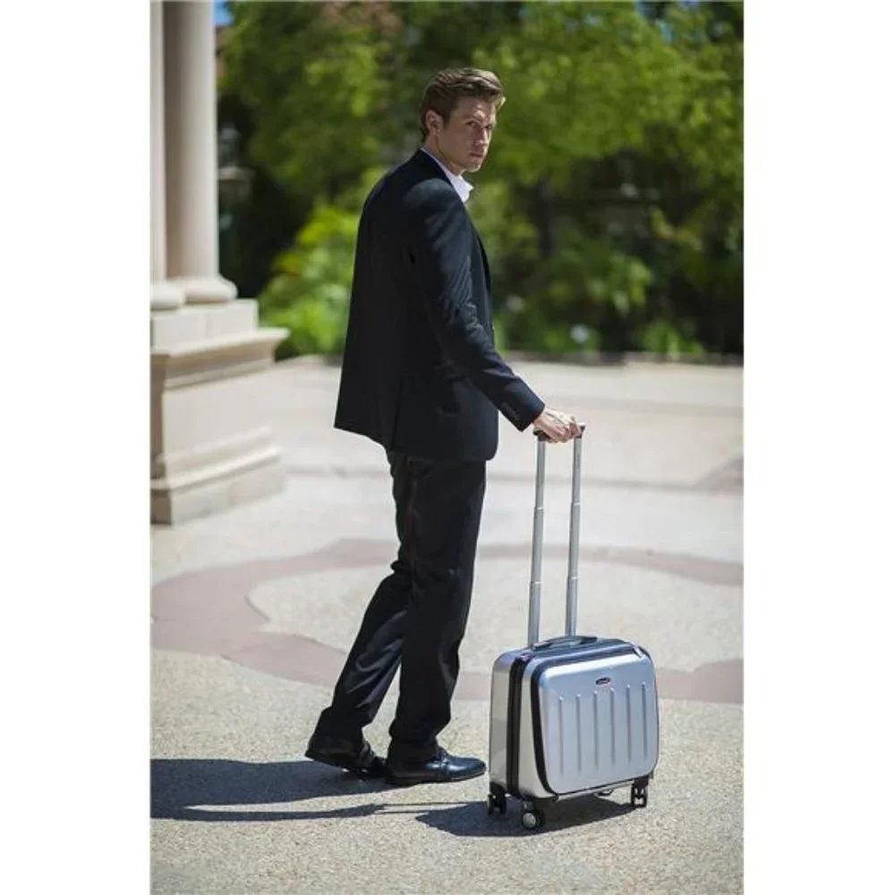 Rolling Computer Case, Silver, Carry-On 17-Inch